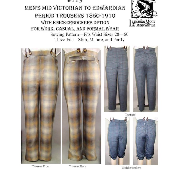 119 Men's Victorian and Edwardian Trousers, Knickerbockers, and Cycling Plus Fours 1850 - 1910 With Size Layers