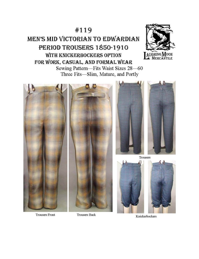 Men’s Steampunk Pants & Trousers     119 Mens Victorian and Edwardian Trousers Knickerbockers and Cycling Plus Fours 1850 - 1910 With Size Layers  AT vintagedancer.com