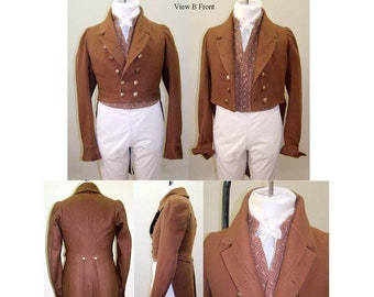 121 Men's Regency Tailcoat with 5 Collar and Lapel Options - Download of Laughing Moon Mercantile