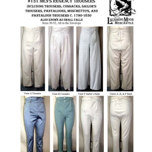 131 Men's Regency Trousers, Pantaloons, Cossacks, Sailor's Trousers
