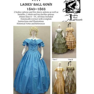 117 Ladies' Ball Gowns 1840-1863 Download of Laughing Moon Mercantile