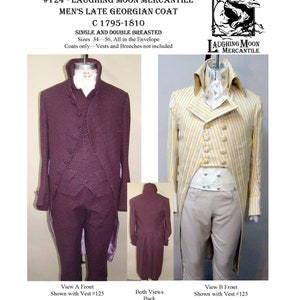 124 Men's Late Georgian Tailcoat - Download of Laughing Moon Mercantile