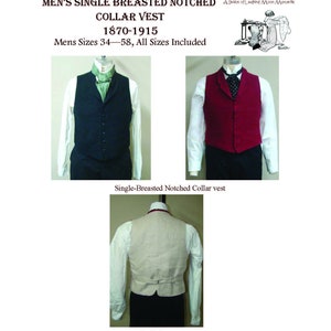 LMM 3 Men's Victorian Notched Collar Vest - 1870 -1915 - Download of Laughing Moon Mercantile Bijoux #3