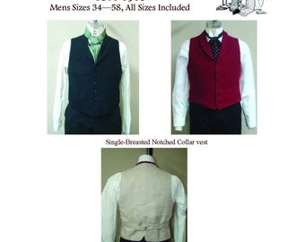 LMM-3 Men's Victorian Notched Collar Vest - 1870 -1915 - Download of Laughing Moon Mercantile Bijoux #3