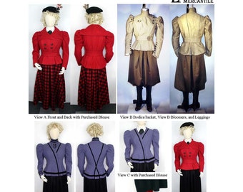 110 Victorian Bicycle, Skating, and Sporting -2 Jackets with 2 Bloomers, Skirt, and Leggings 1890s - Laughing Moon Mercantile