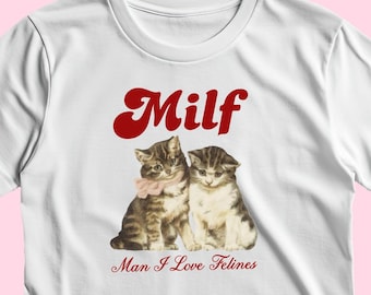 Hombre, amo a los felinos. Camiseta vintage Y2K con gato, estilo años 90, con estética divertida de gatito, meme, moderna, coqueta, kitsch.