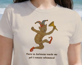 Camiseta con divertido meme de gato bufón medieval, caprichosa, extraña camiseta de bebé de arte popular, arte popular feo de la Edad Media Weirdcore