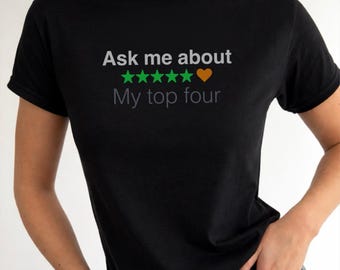 Pregúntame sobre mis 4 favoritos - Camiseta para fans de Letterboxd, camiseta para cinéfilos, camiseta para bebés amantes del cine, regalo perfecto para entusiastas del cine, ropa cómoda, noches de cine