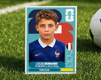 Personalisierte Spielerkarte, Sticker-Kollektion zur WM 2026, Fußballgeschenk, personalisierter Frankreich-Team-Sticker