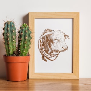 Hereford Bull Rope Digital Print Aesthetic Western Decor Wall Art Digital Download