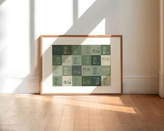 Green Cowboy Boot Art Print, Western Home Decor (Digital Download)