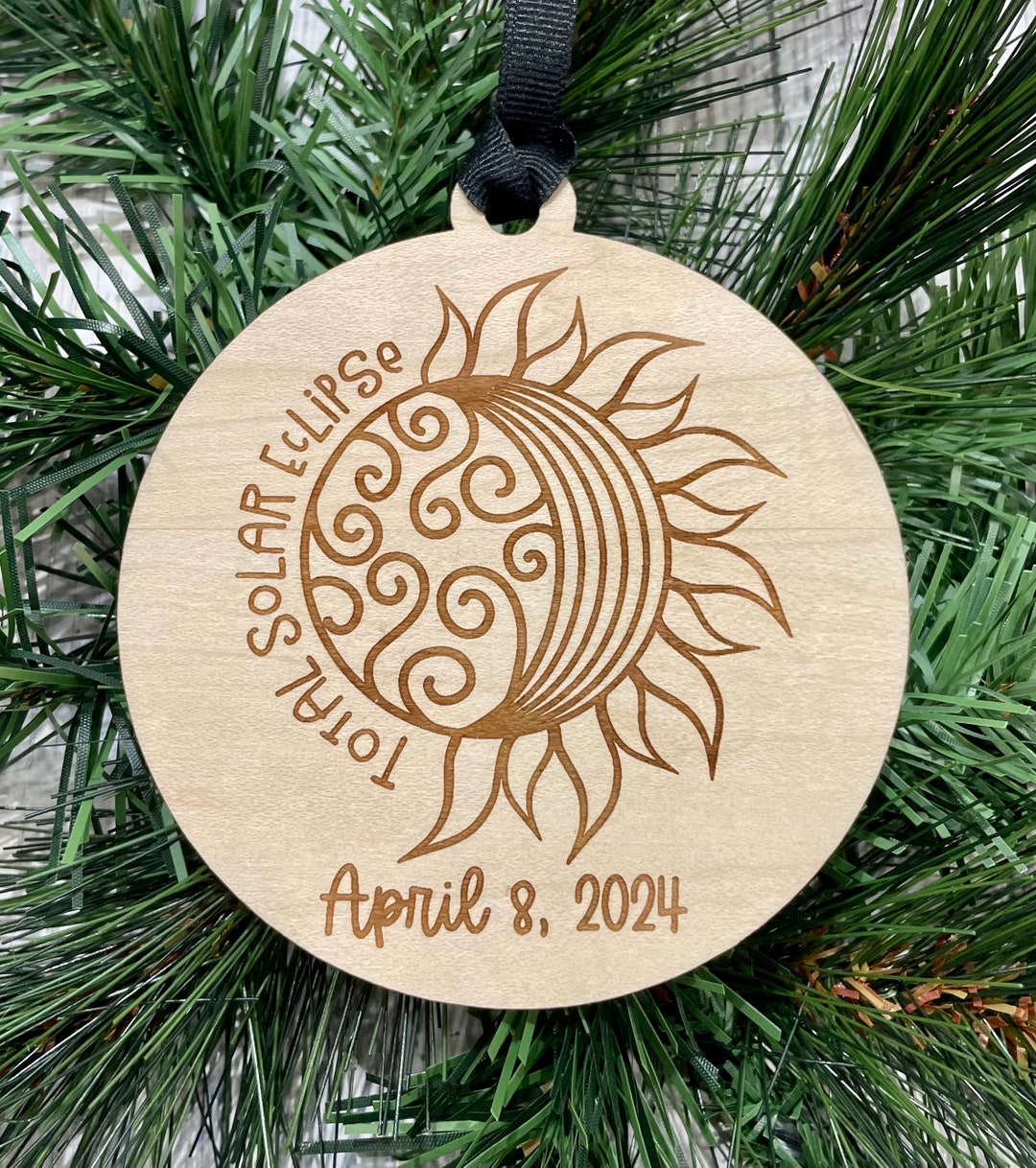 2024 Total Solar Eclipse Wood Ornament - Etsy