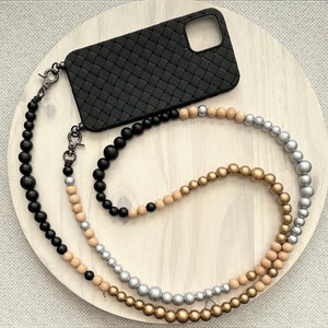 Wooden Beads  Phone Strap•Crossbody Phone Case•Crossbody Phone Strap•Beaded Phone Case•Phone Lanyard•