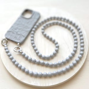 Light Gray Wooden Bead Crossbody Phone Strap