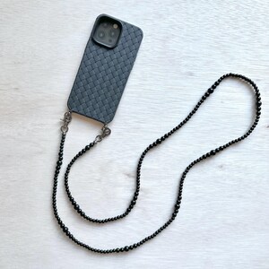 Schwarze Quarz Perlen Handyband•Handyband•Handyband•Handyaccessoires•Handyaccessoires•Handyzubehör•Handyaccessoires•Handyband erhältlich