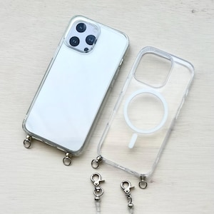 Strap-Ready iPhone Case with Metal Eyelets • Clear Phone Case for Crossbody & Wrist Straps • MagSafe Compatible • Free US Shipping •