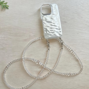 Dragonne pour téléphone portable avec perles de quartz transparent • Lanière pour téléphone • Perles pour téléphones • Perles longues • Dragonne pour téléphone portable • Déguisement de festival •