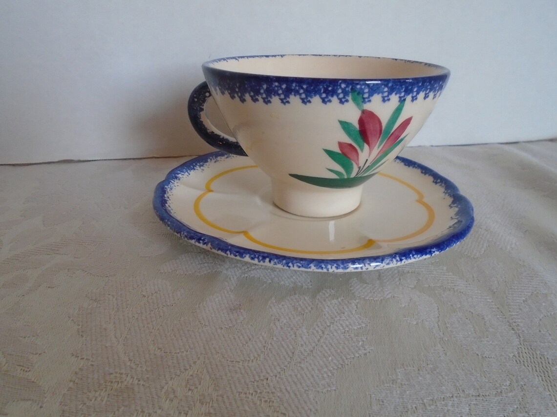 Cup and Saucer France Quimper Etsy