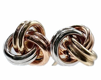 Tri-Color Knot Stud Earring's 14k Gold - 14k Solid Gold  -  MF39