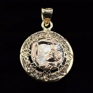 Three Tone Baptism Pendant - 14k Solid Gold- Unisex Pendant - MF10