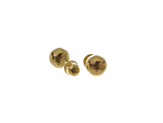 Simple 14k Solid Gold Small Dot Stud Earrings - 1… - image 1