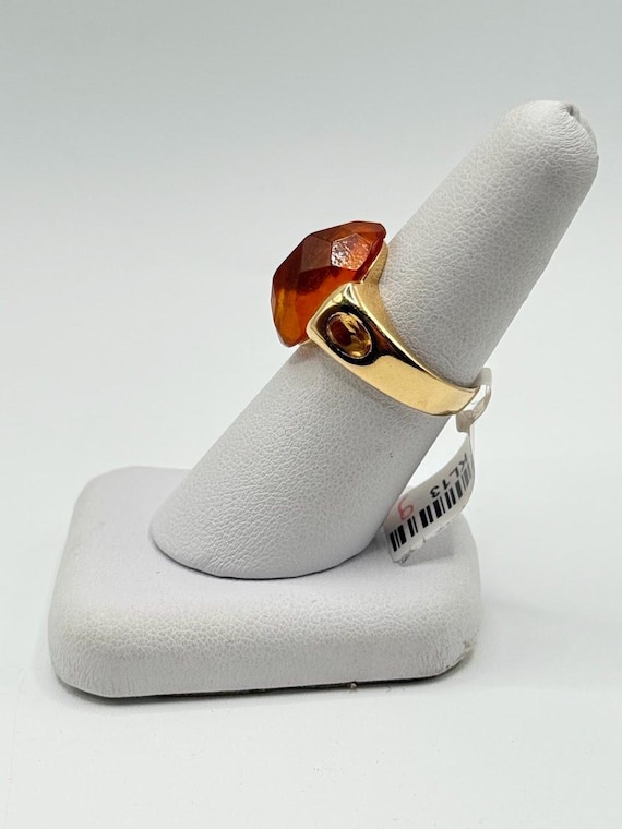 14K Solid Gold Citrine Statement Ring | Vintage R… - image 3