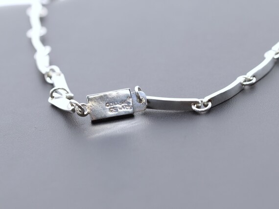 Vintage Solid Silver Dangle Drop Necklace with Br… - image 6