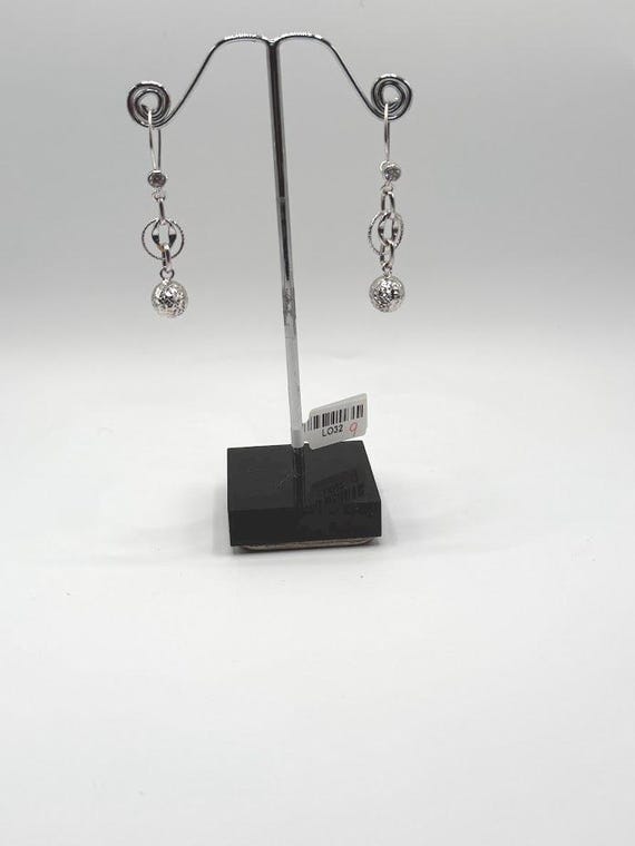 Solid 14K Gold Interlocking Ring & Textured Orb D… - image 5