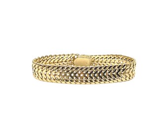 Vintage 10 Karat Yellow Gold Men&#39;s Large Heavy Braided Link Style Bracelet - 10K Gold - 8 1/4&quot; - LJ12