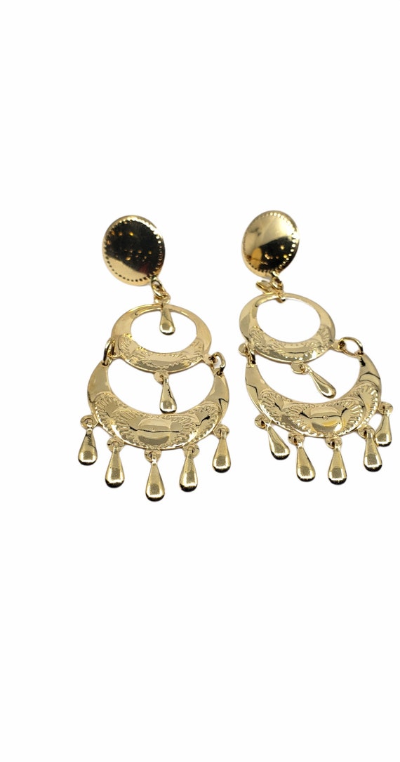 Antique 14Karat Yellow Gold Filigree Drop Dangle … - image 2