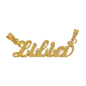 Gorgeous 14k Solid Gold 'Lilia' Personalized Pendant 14k Solid Yellow Gold P1979 image 1