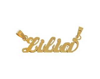 Gorgeous 14k Solid Gold 'Lilia' Personalized Pendant - 14k Solid Yellow Gold - P1979