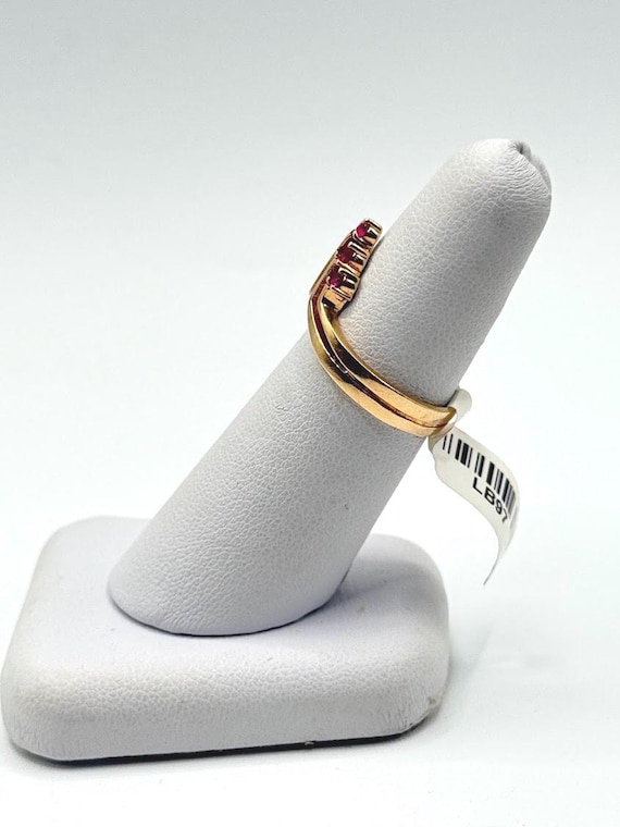 Not Natural_ 14K Solid Gold Ruby/Garnet Chevron R… - image 3