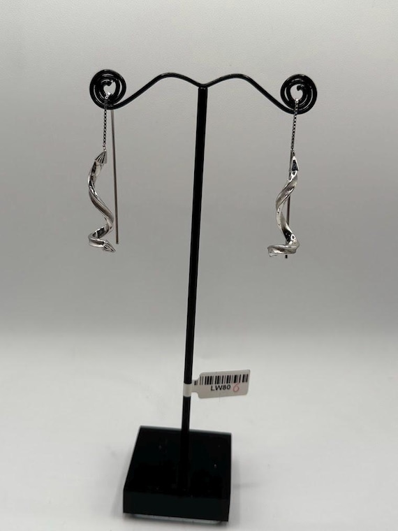 14K Solid Gold Spiral Wave Threader Earrings_ LW80 - image 5