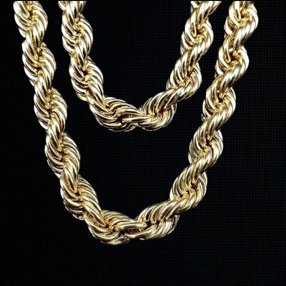 14K Yellow Gold Rope Link Chain Necklace 24" - 14… - image 2