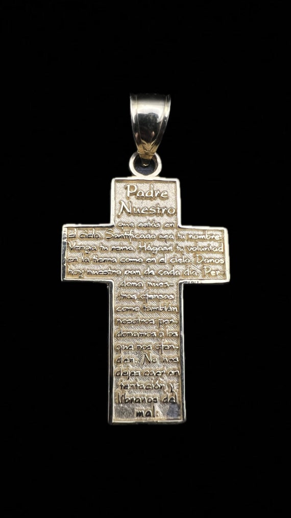 Padre Nuestro Prayer 14K Solid Gold Cross Religio… - image 1