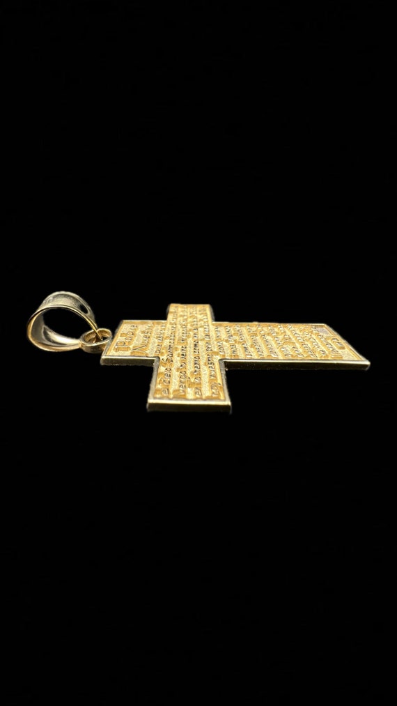 Padre Nuestro Prayer 14K Solid Gold Cross Religio… - image 4