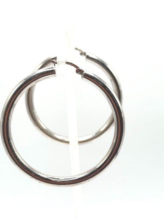 Classic Solid 14K Gold Medium Hoop Earrings_ LN20 - image 3