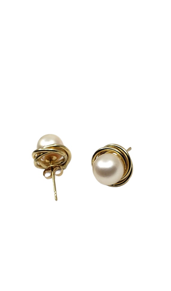 Vintage 14Karat Yellow Gold Freshwater Pearl Swir… - image 4