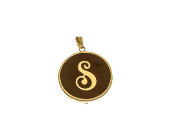 Stunning 14k Solid Gold Black Circle 