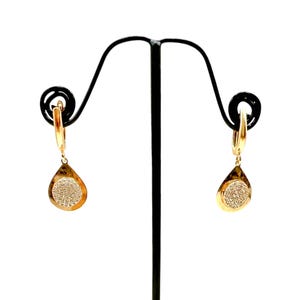 Vintage 14k Solid Gold Classic Design Dangle Drop Earrings - 14k Solid Yellow Gold - MA99 / D