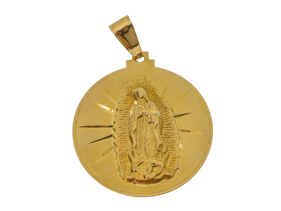 Classic 14k Solid Gold Mother Mary 3D crafted Cir… - image 1