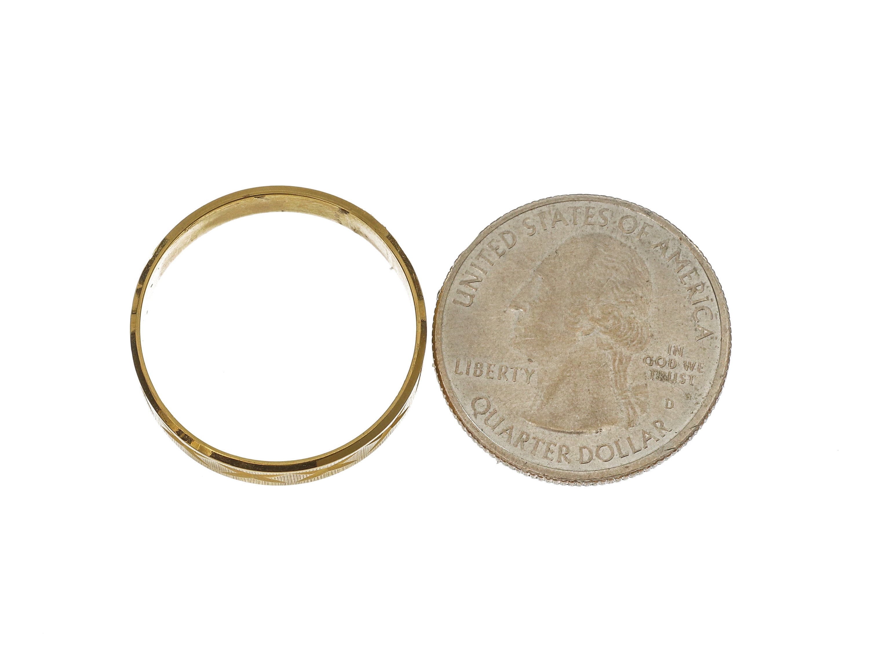 【HONKYO】 Blondie Tie Chic 14k Solid Gold Wedding Band Ring With 'X' Pattern - Sz