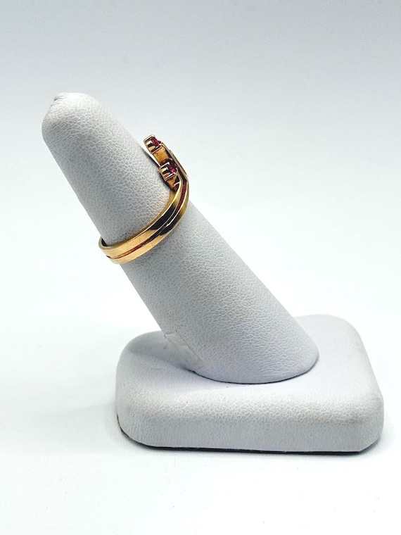 Not Natural_ 14K Solid Gold Ruby/Garnet Chevron R… - image 2