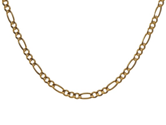 10k Solid Gold Figaro Chain Necklace: Bizarre Des… - image 1
