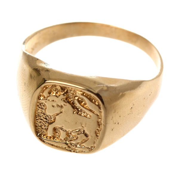 Vintage Capricorn Zodiac Signet Ring - 14k Solid Yellow Gold - Unique Capricorn Zodiac Sign Ring - Sz 9.5 - R1212