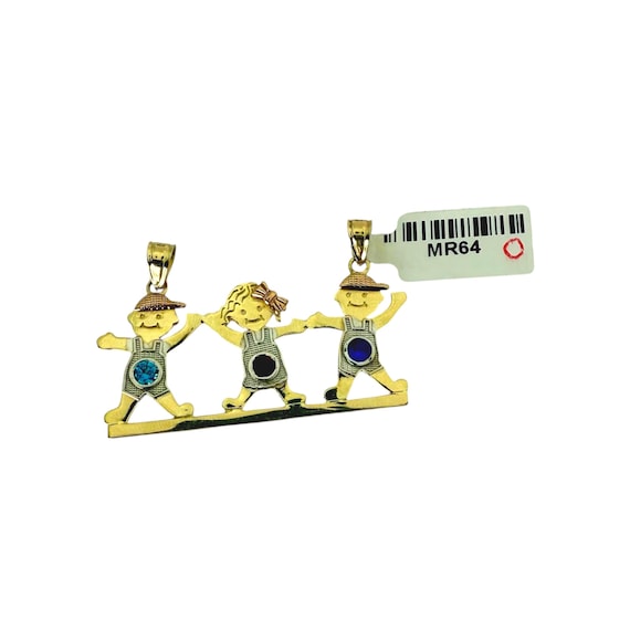 10k Solid Gold Three Children Pendant - Unique Design