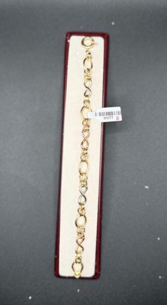14K Solid Gold Infinity Symbol Link Bracelet 7.5"… - image 2