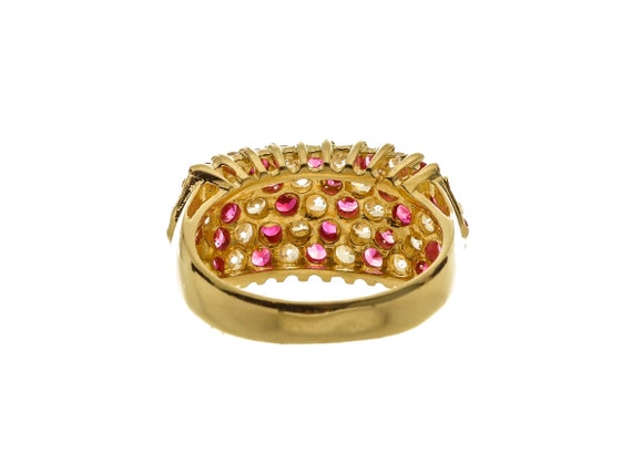 Sparkling 14k Solid Gold Red & White Gemstones Fa… - image 3
