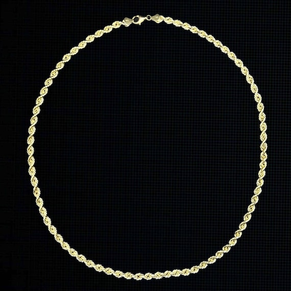 14K Yellow Gold Rope Link Chain Necklace 24" - 14… - image 1